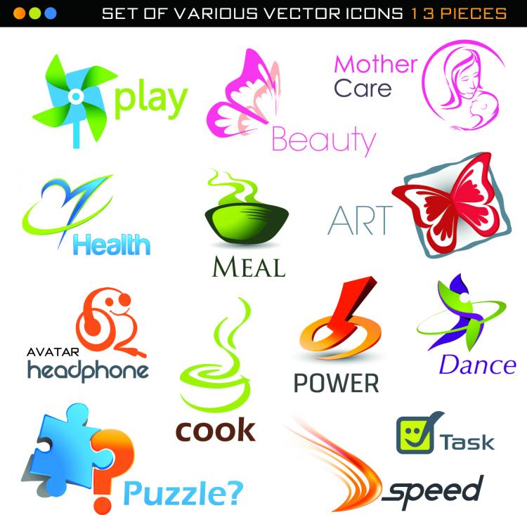 free vector Beautiful set of 02 threedimensional logo